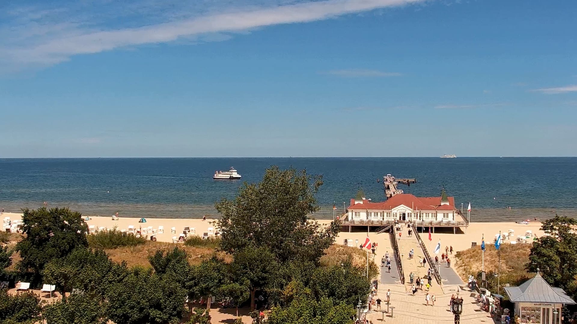 Live-Webcam mit Blick auf die Seebrücke Ahlbeck und den Ostseestrand auf Usedom.